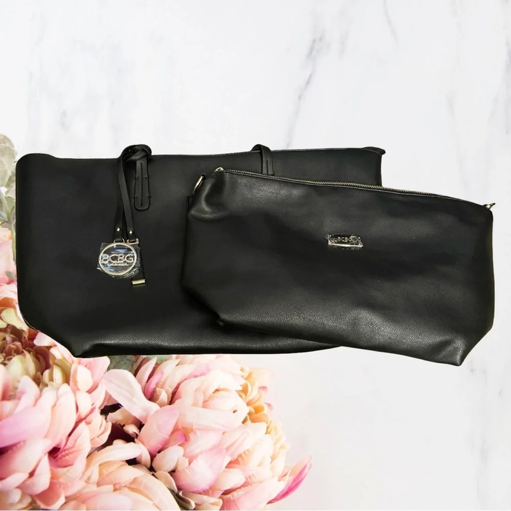 BCBG Paris Black Tote & Crossbody Bag Set NEW - Picture 8 of 12